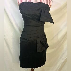 VTG Snap Y2K Black Layered Cocktail Sheath Mini Dress Retro 80s Wedding Size 11